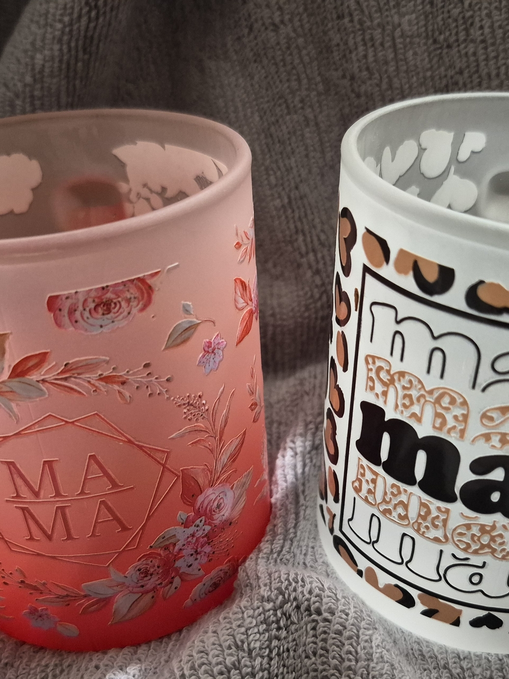 PINK Floral and Cheetah Mama Coffee Cups Smoked